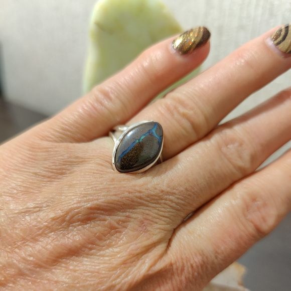 Boulder Opal Ring .925 Sz 7 - Picture 4 of 12